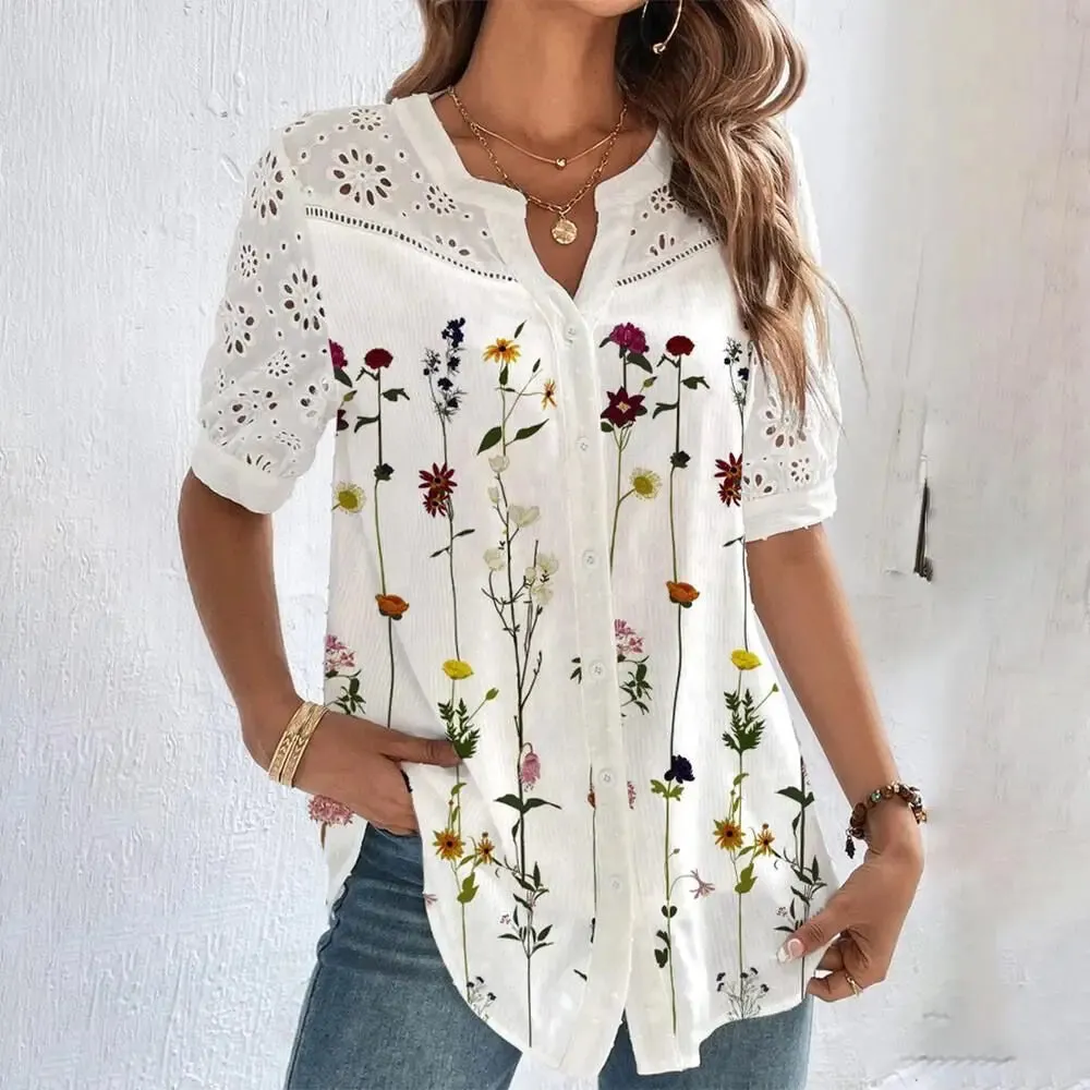 Women's Transparent Panel Fashion Designer Blouse T-Shirts (Plus Size)
