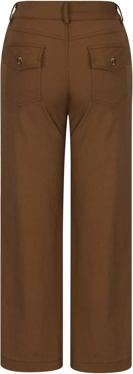 Women's Twill Suit Pants Fashion Casual High Waisted Straight-Leg Pants Classic Business Work Dress Pants Trousers