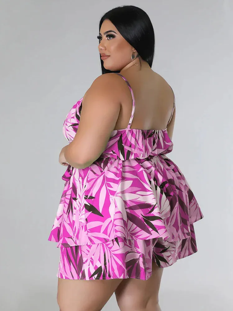 Women's V Neck 4XL Playsuits Fashion Designer Rompers (Plus Size)