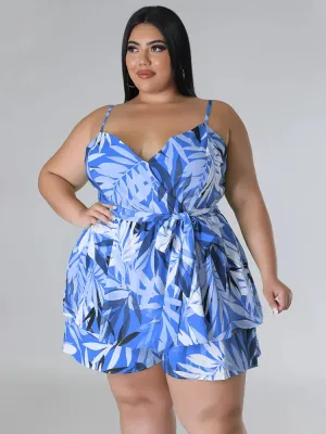 Women's V Neck 4XL Playsuits Fashion Designer Rompers (Plus Size)
