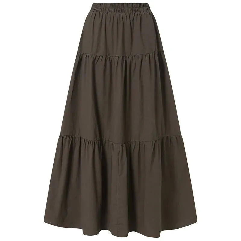 Women's Vintage Pleated Fashion Designer Long Skirts (Plus Size)