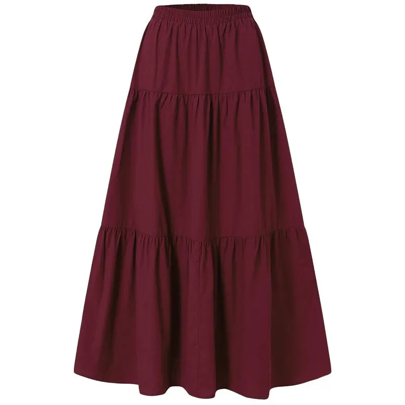 Women's Vintage Pleated Fashion Designer Long Skirts (Plus Size)