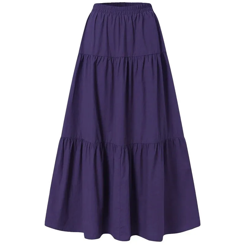 Women's Vintage Pleated Fashion Designer Long Skirts (Plus Size)