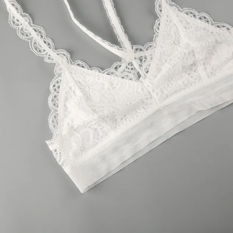 Women's White & Black Lace Bra