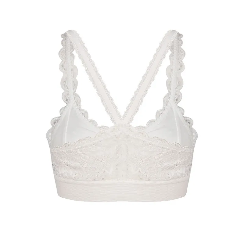 Women's White & Black Lace Bra