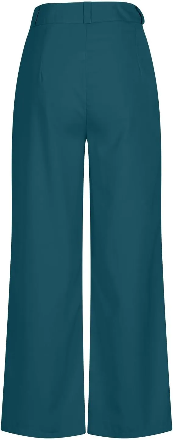 Womens Wide Leg Pants Elegant Straight Suit Pant Casual High Waisted Long Palazzo Pant Flowy Business Work Trousers