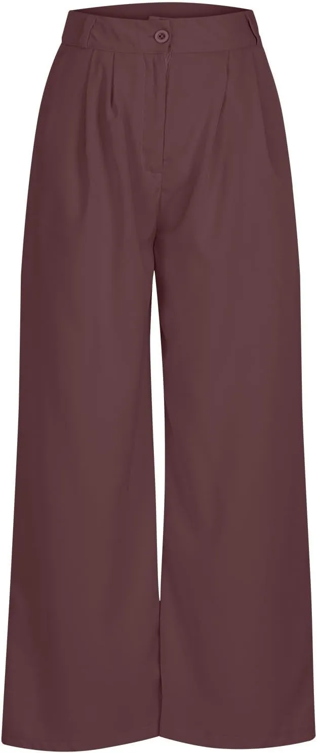Womens Wide Leg Pants Elegant Straight Suit Pant Casual High Waisted Long Palazzo Pant Flowy Business Work Trousers