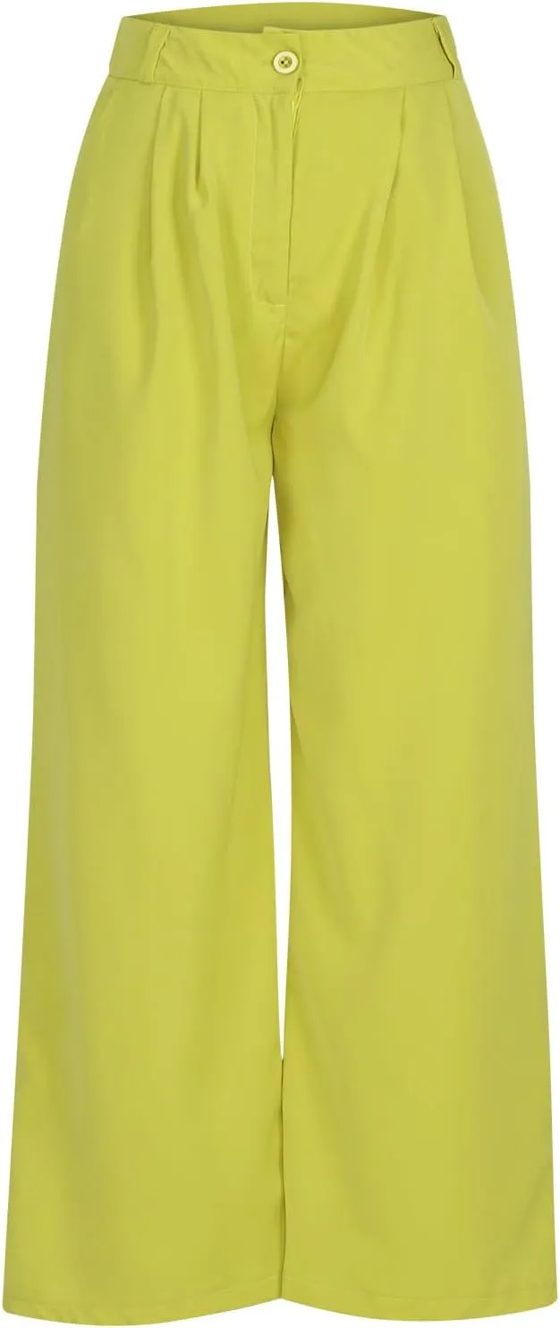 Womens Wide Leg Pants Elegant Straight Suit Pant Casual High Waisted Long Palazzo Pant Flowy Business Work Trousers