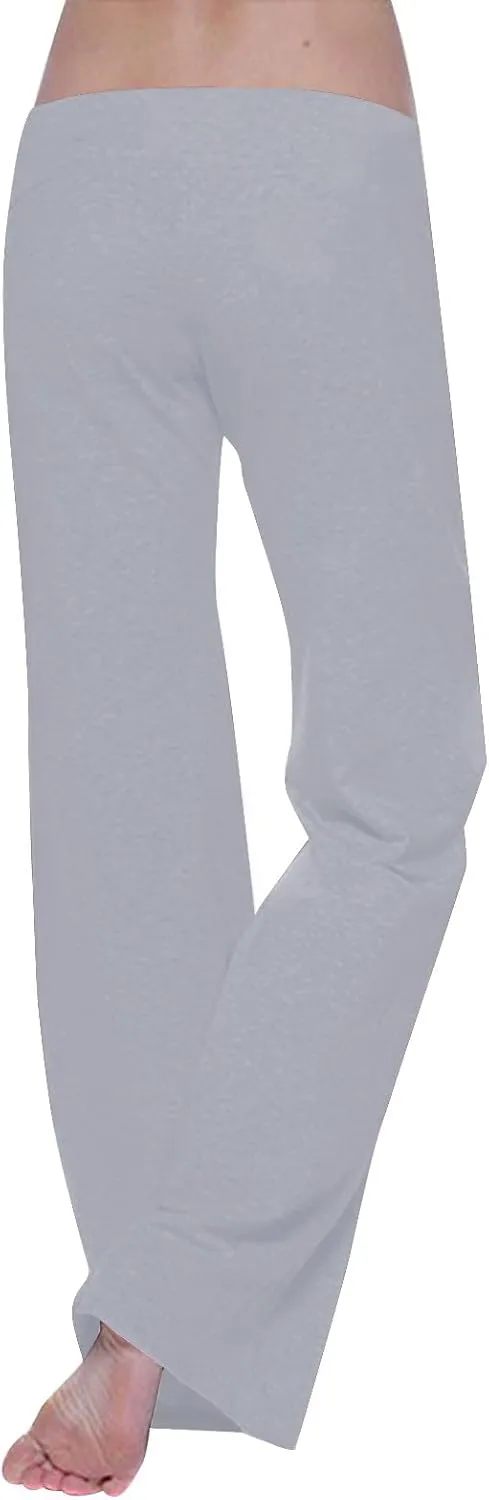 Women's Wide Leg Yoga Pants Comfy Solid Lounge Slacks Workout Legging High Waist Drawstring Tummy Control Trousers