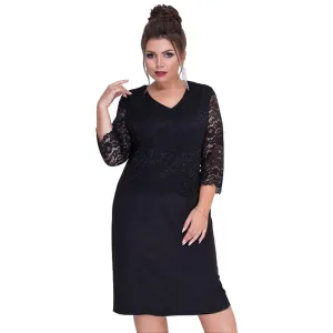 Women's Winter V-Neck Dress | Plus Size