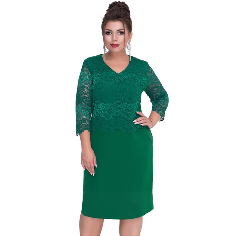 Women's Winter V-Neck Dress | Plus Size