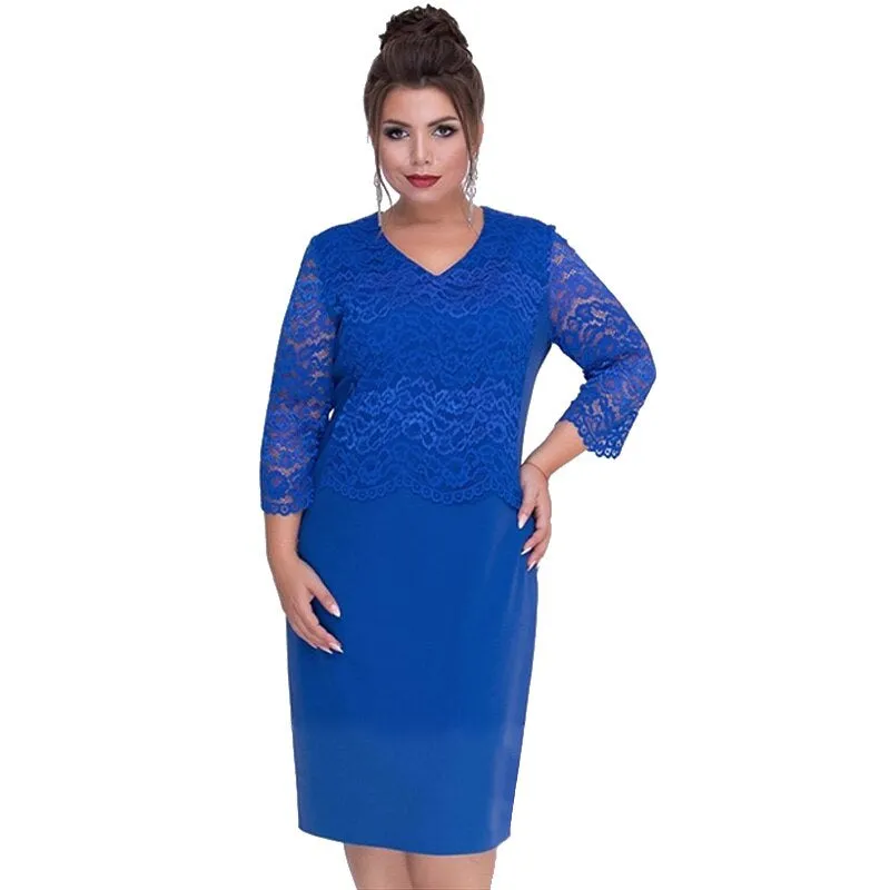 Women's Winter V-Neck Dress | Plus Size
