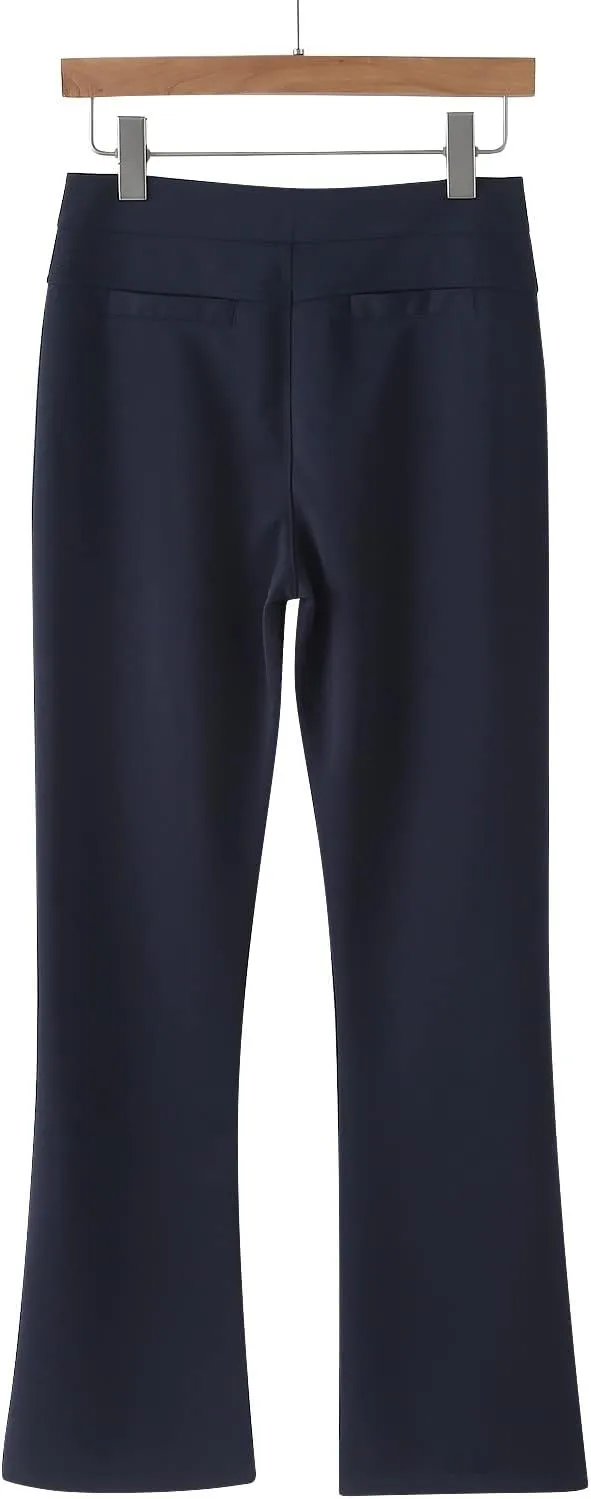 Women's Yoga Dress Pants Stretchy Work Slacks Business Casual Straight Leg/Bootcut Pull on Trousers with Pockets