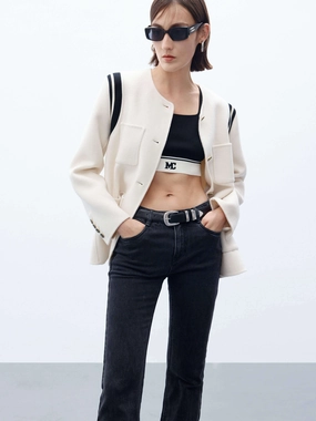 Wool Blend Collarless Coat Wool Blend Collarless Coat