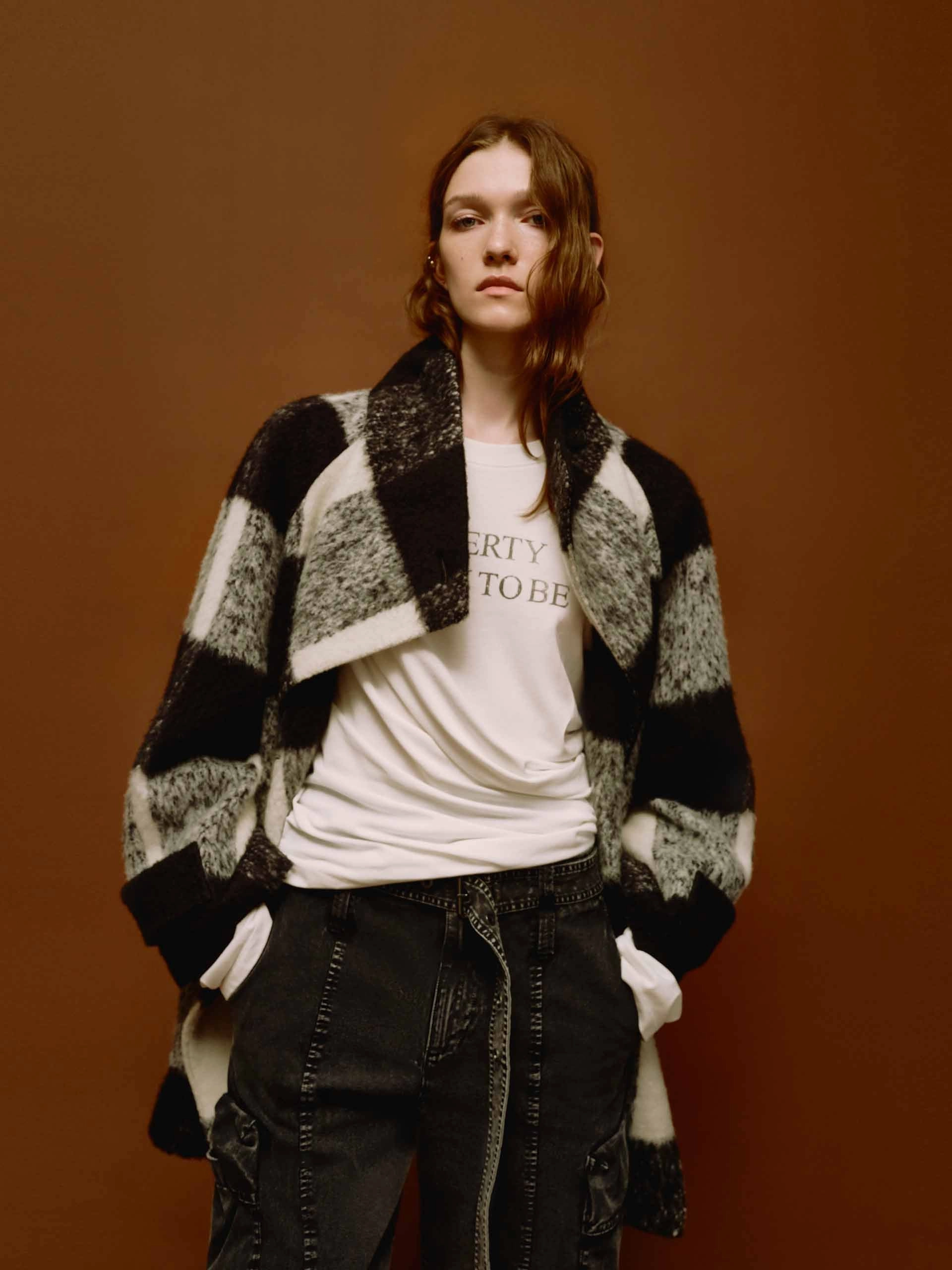 Wool Blend Plaid Coat