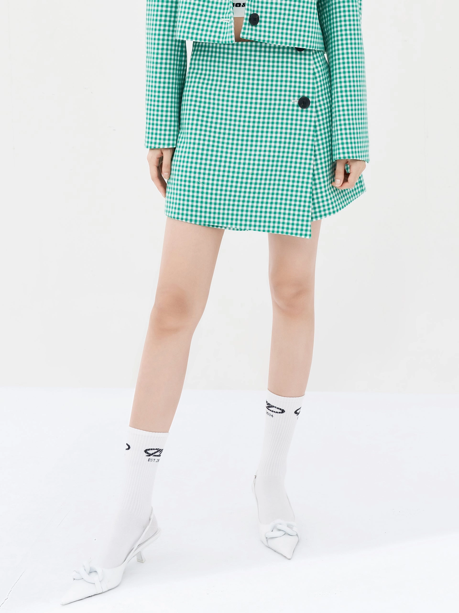 Wool Blend Plaid Shorts