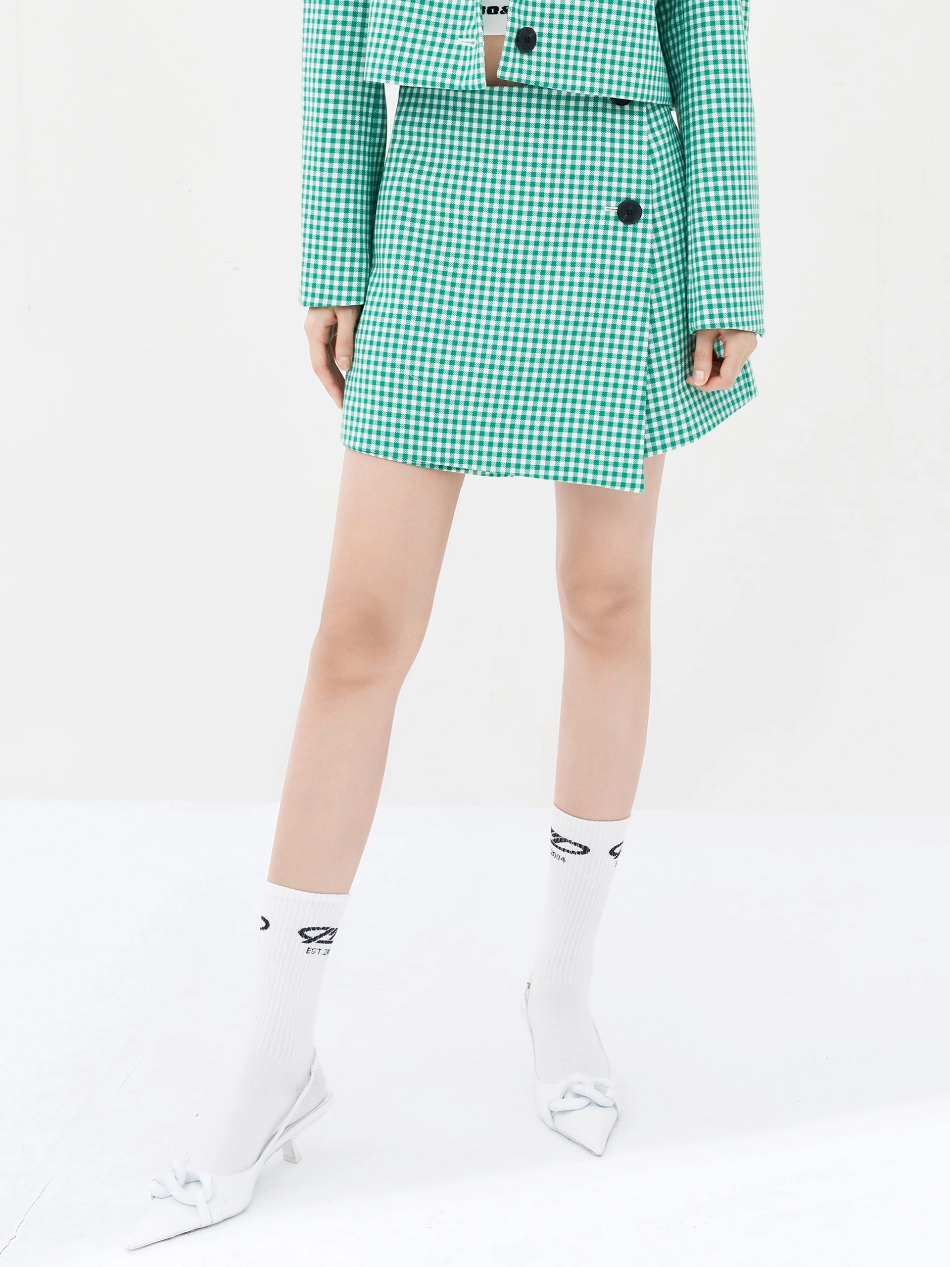 Wool Blend Plaid Shorts