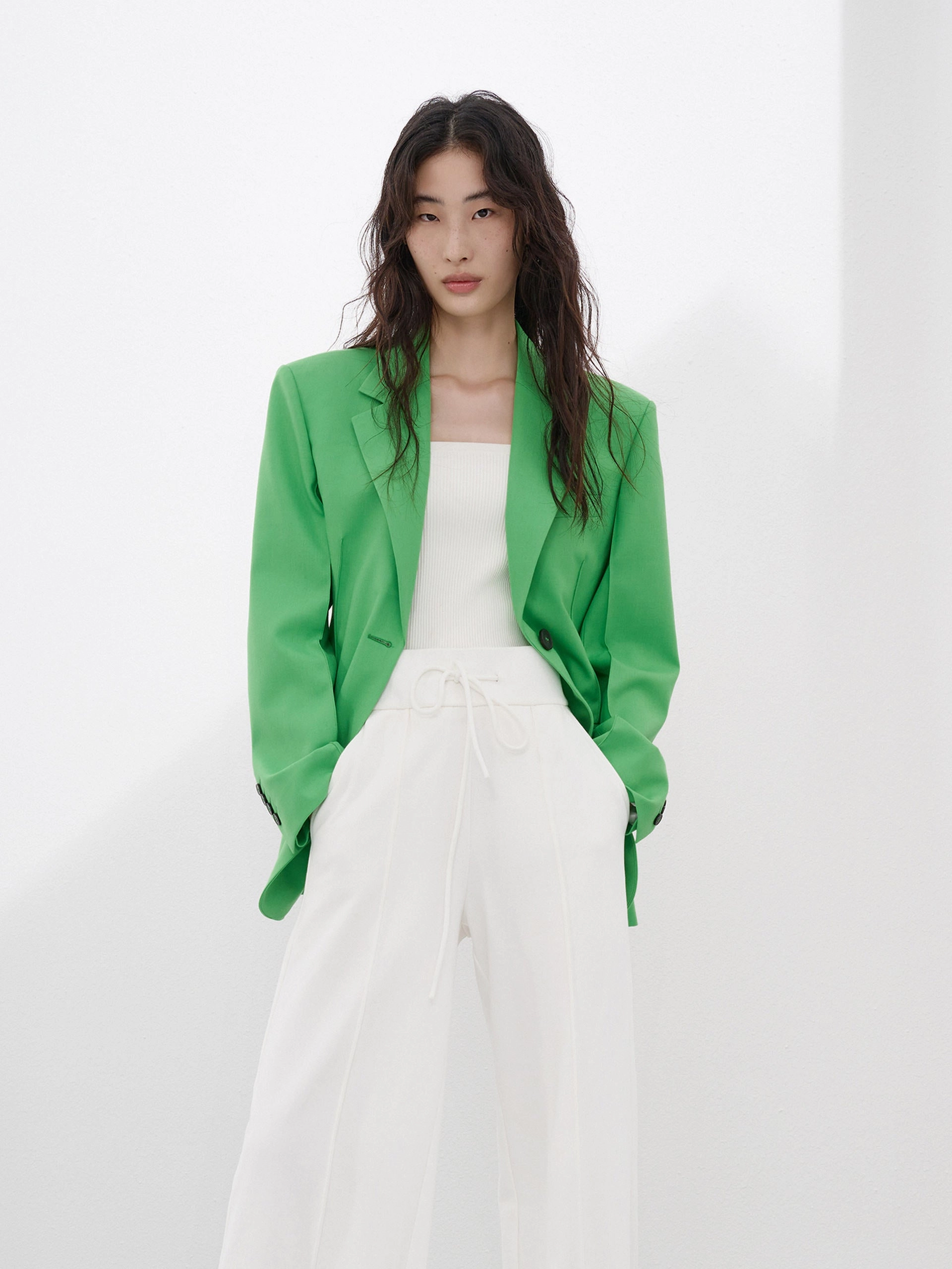 Wool Blend Waisted Blazer