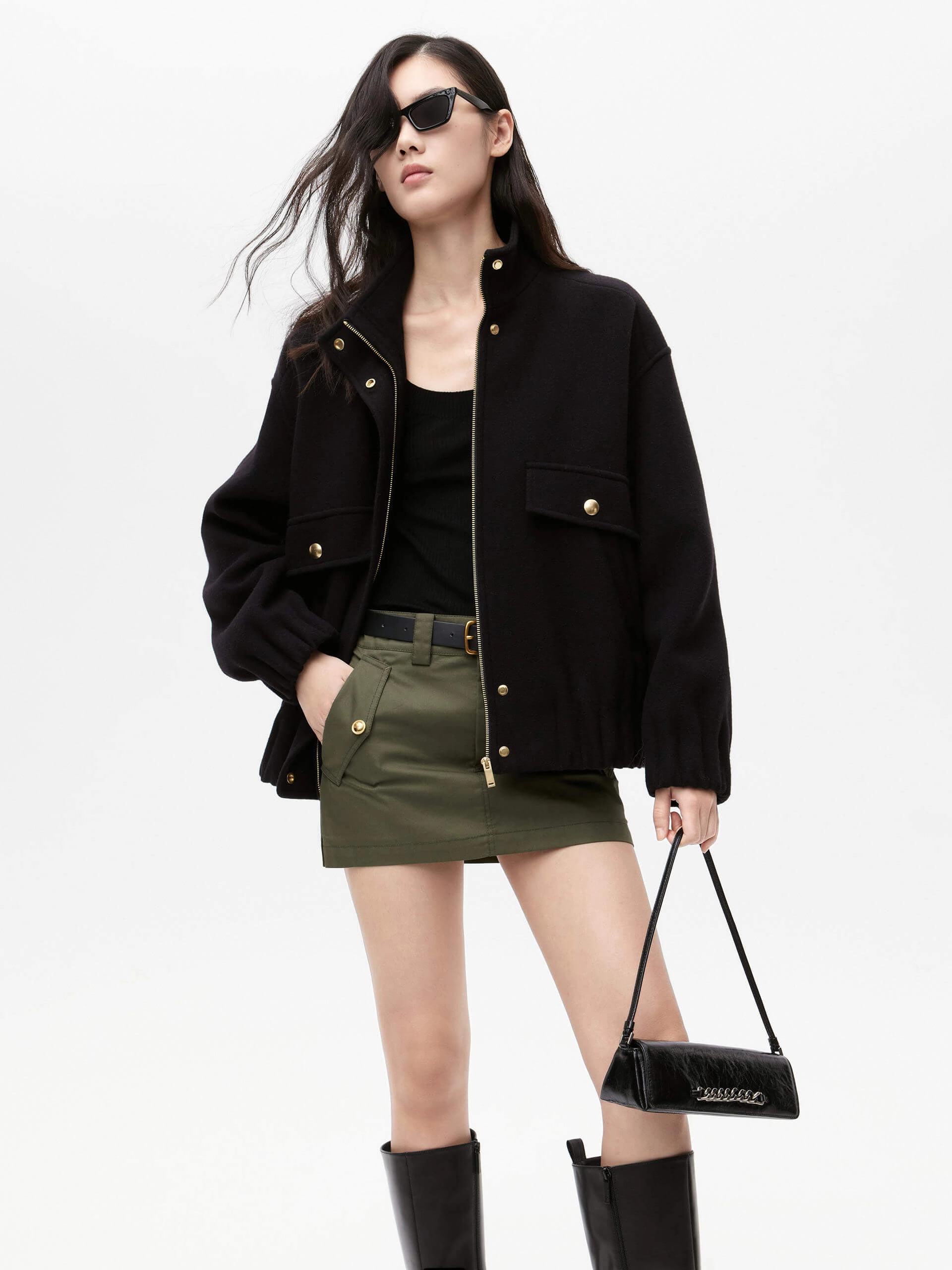 Wool Blend Zipper Jacket