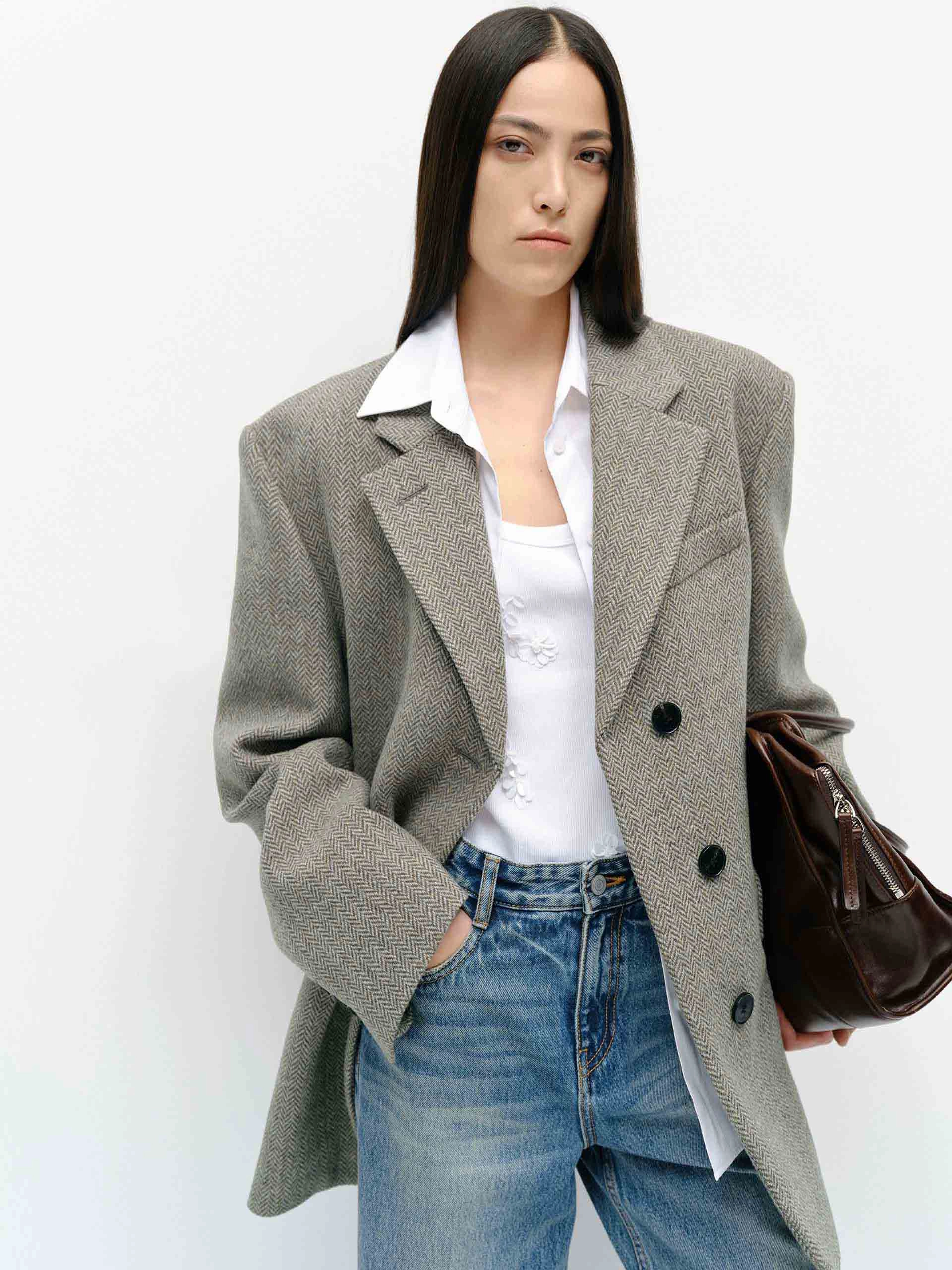 Wool Herringbone Blazer