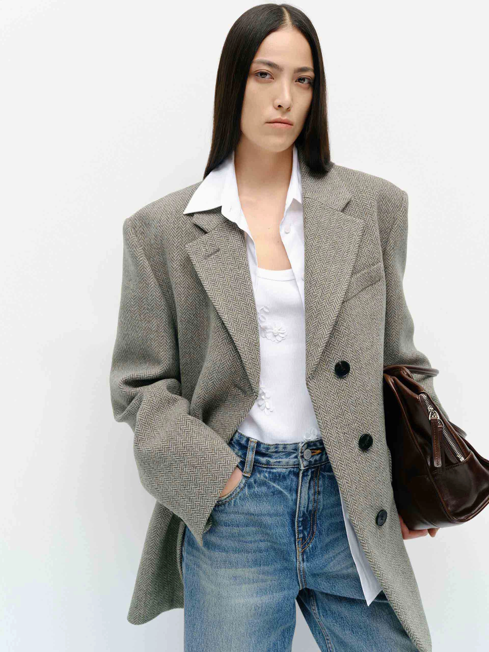 Wool Herringbone Blazer