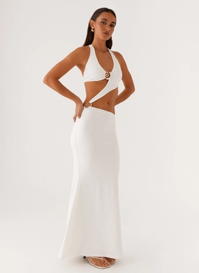 World Series Maxi Dress - White Frayed edge World Series Maxi Dress - White Calm Touch Stylish and Simple