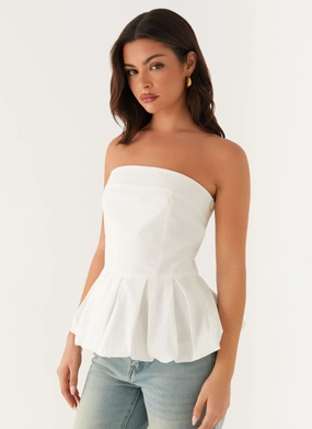 Wrap Front Ellen Bubble Hem Top - Ivory Ellen Bubble Hem Top - Ivory Linen Soft