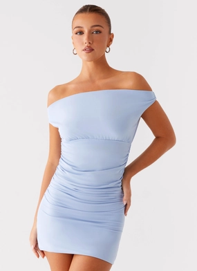 Wrinkle Effect Lilosa Mini Dress - Blue Soft-Lining Lilosa Mini Dress - Blue