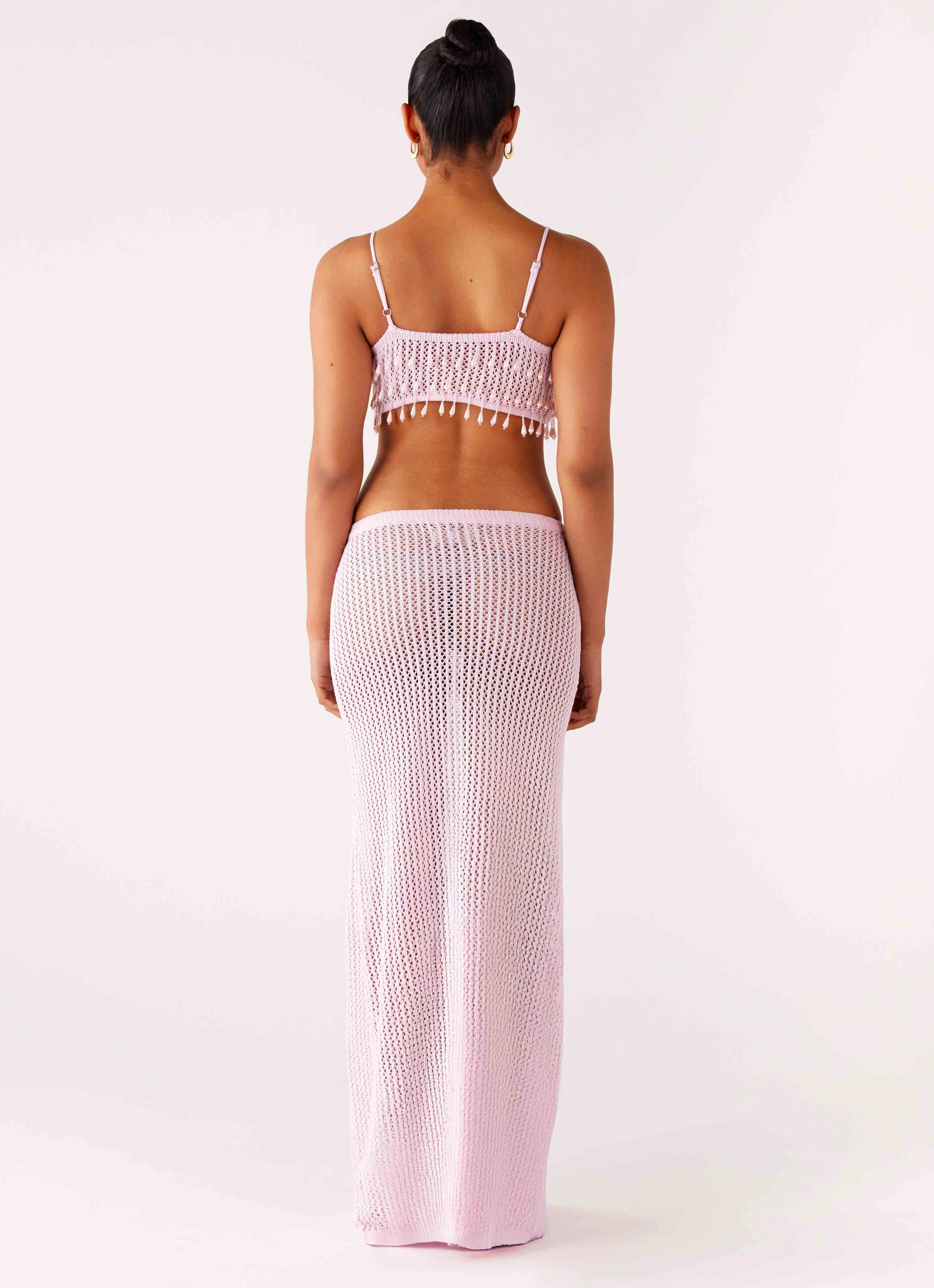 Shellbound Crochet Maxi Dress - Pink Understated Charm