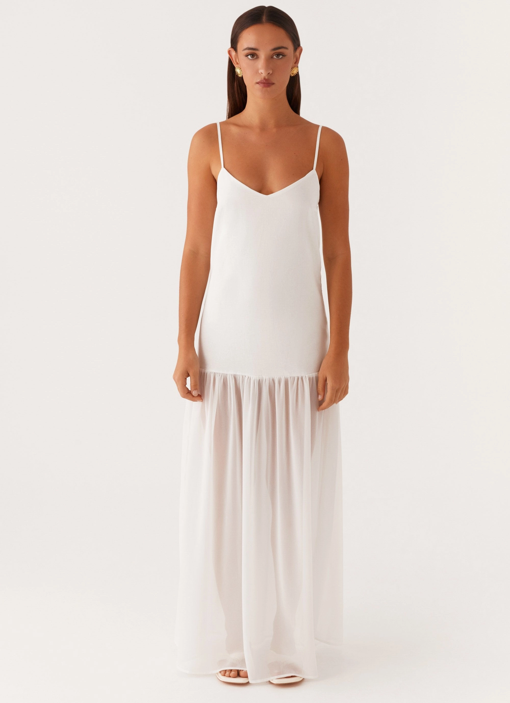 Easy Tones Weekend Edge Heavenly Linen Maxi Dress - White