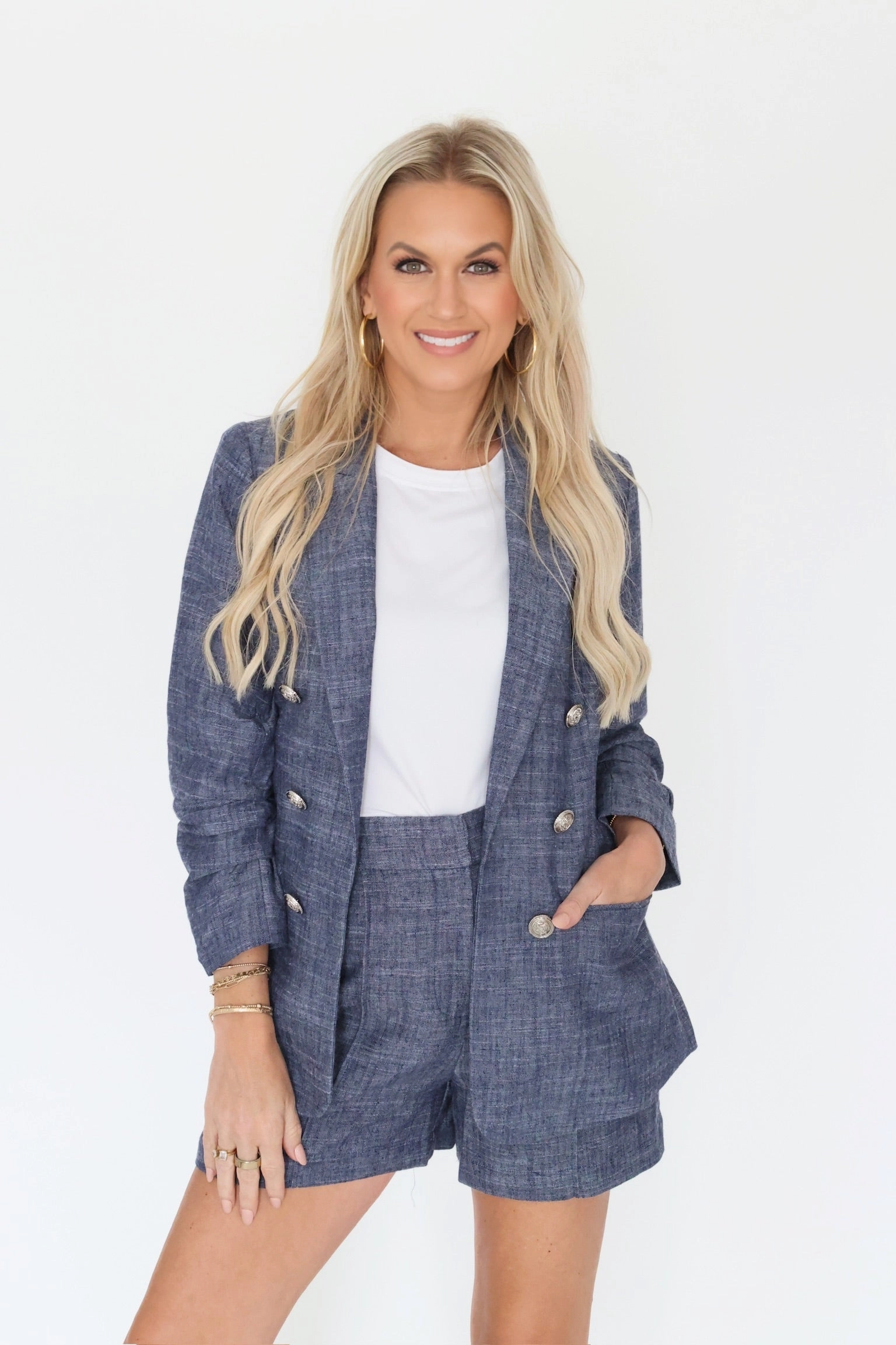 Layered Collar Stretchy Top Beck Shorts (FINAL SALE)