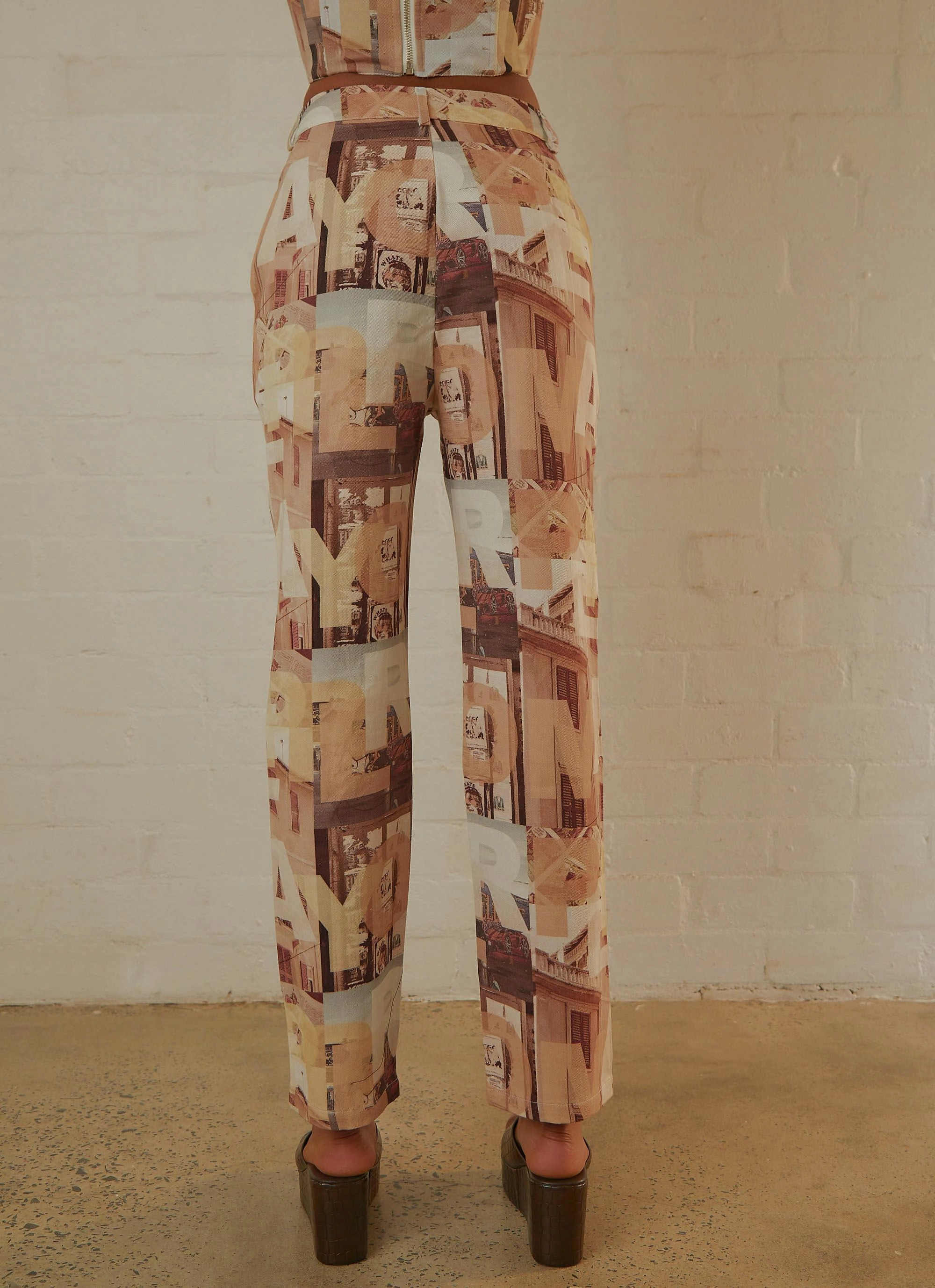 Late Nights in N.Y Pants - Neutral Film Graphic Adjustable loop