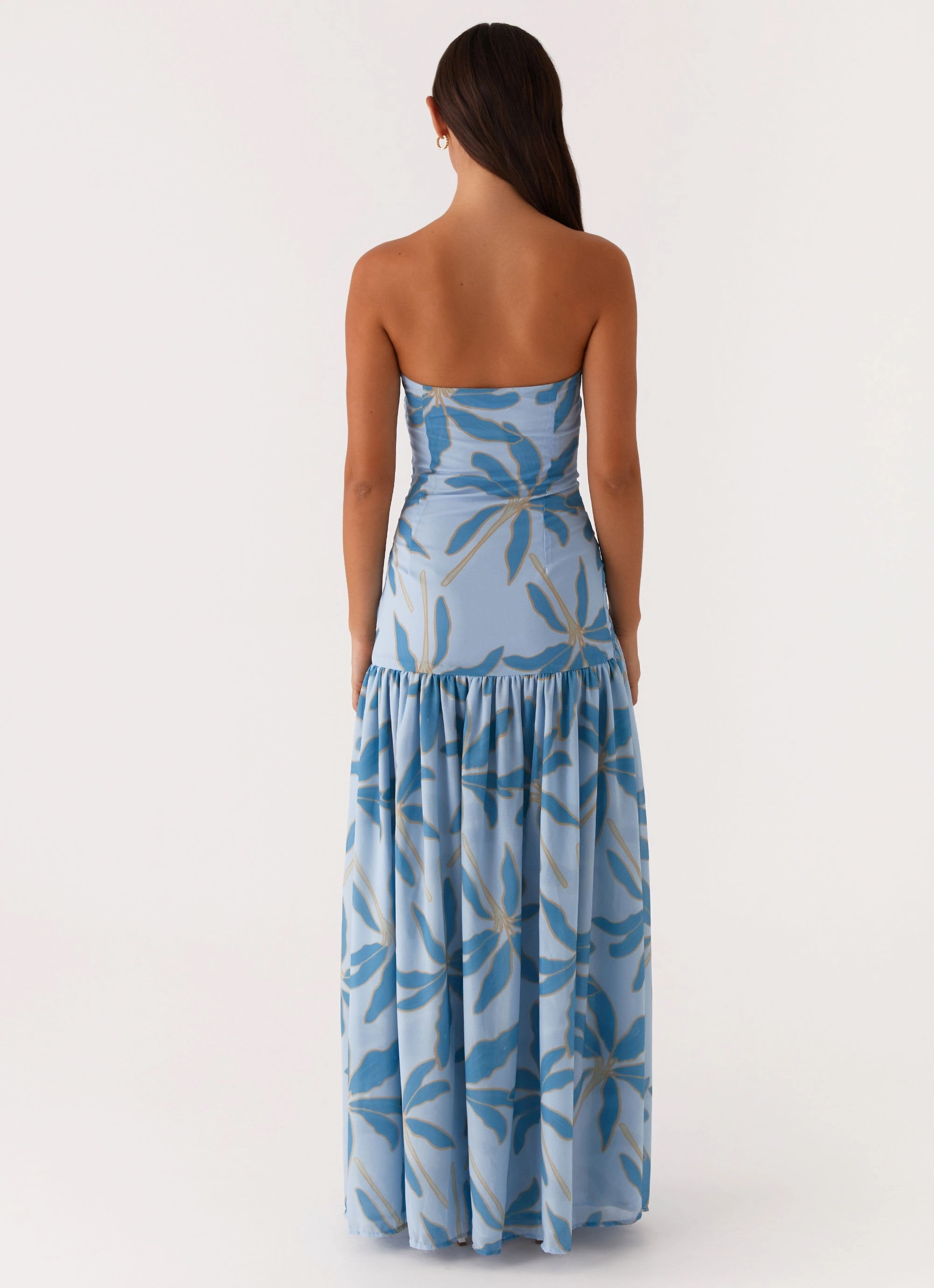 Eden Strapless Maxi Dress - Opulent Blue Trendy Appeal Piped-Edge