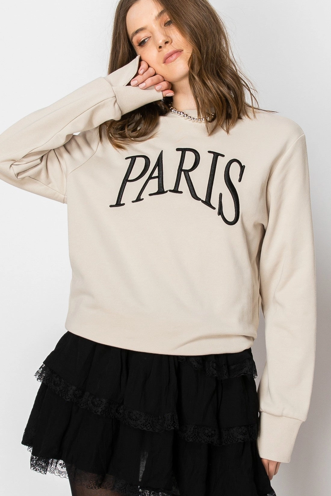 UltraSoftInterior Stretchable Knit Paris Girl Sweatshirt