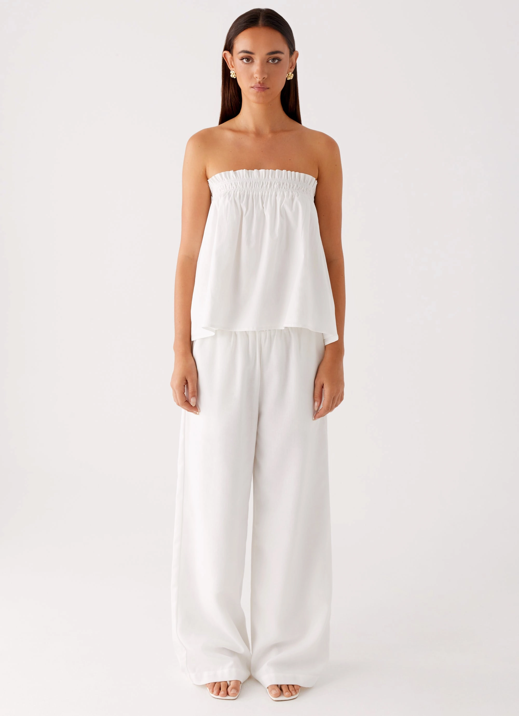 Wynter Babydoll Top - White Contemporary Cut SoftFeel Fabric