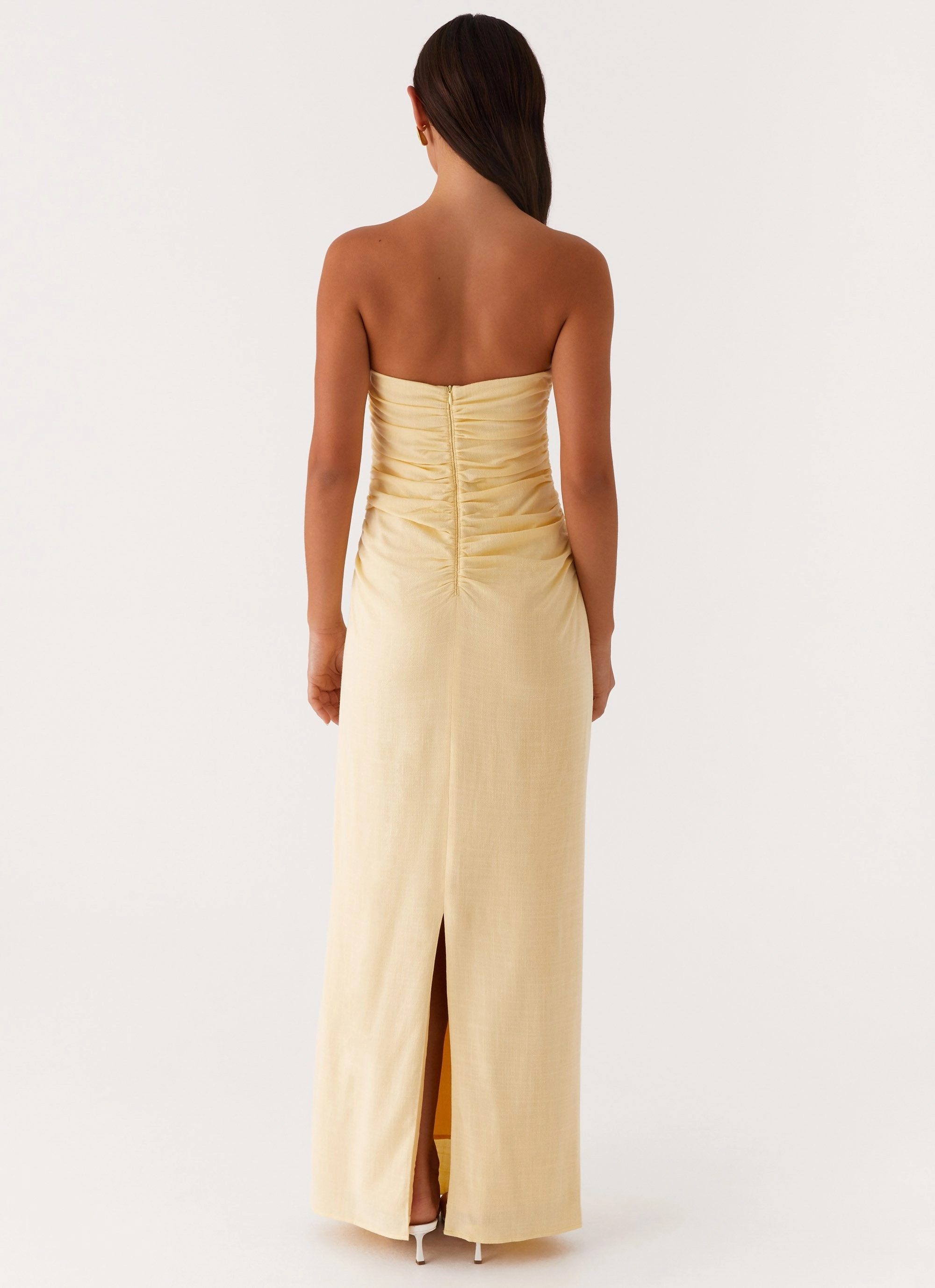 Playful Cut Xena Gathered Maxi Dress - Yellow