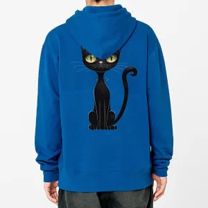 XS-4XL Black Cat Dry Fleece-Lined Hoodie (for men and women)
