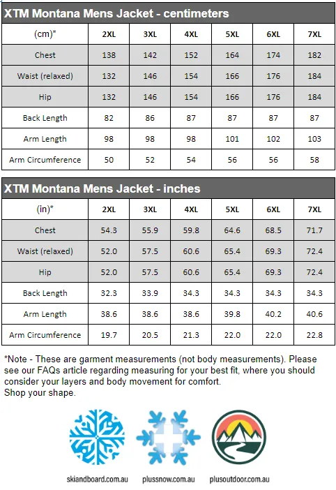XTM Montana Mens Plus Size Ski Jacket Ocean sizes 6XL-7XL