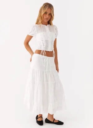 tech fabric Beatrix Frill Midi Skirt - White