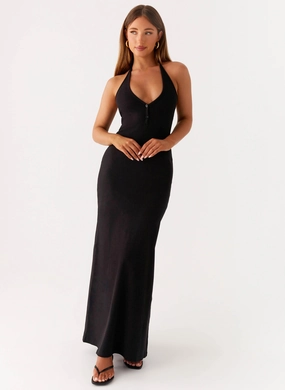 Yaselle Button Front Maxi Dress - Black Olive Fresh