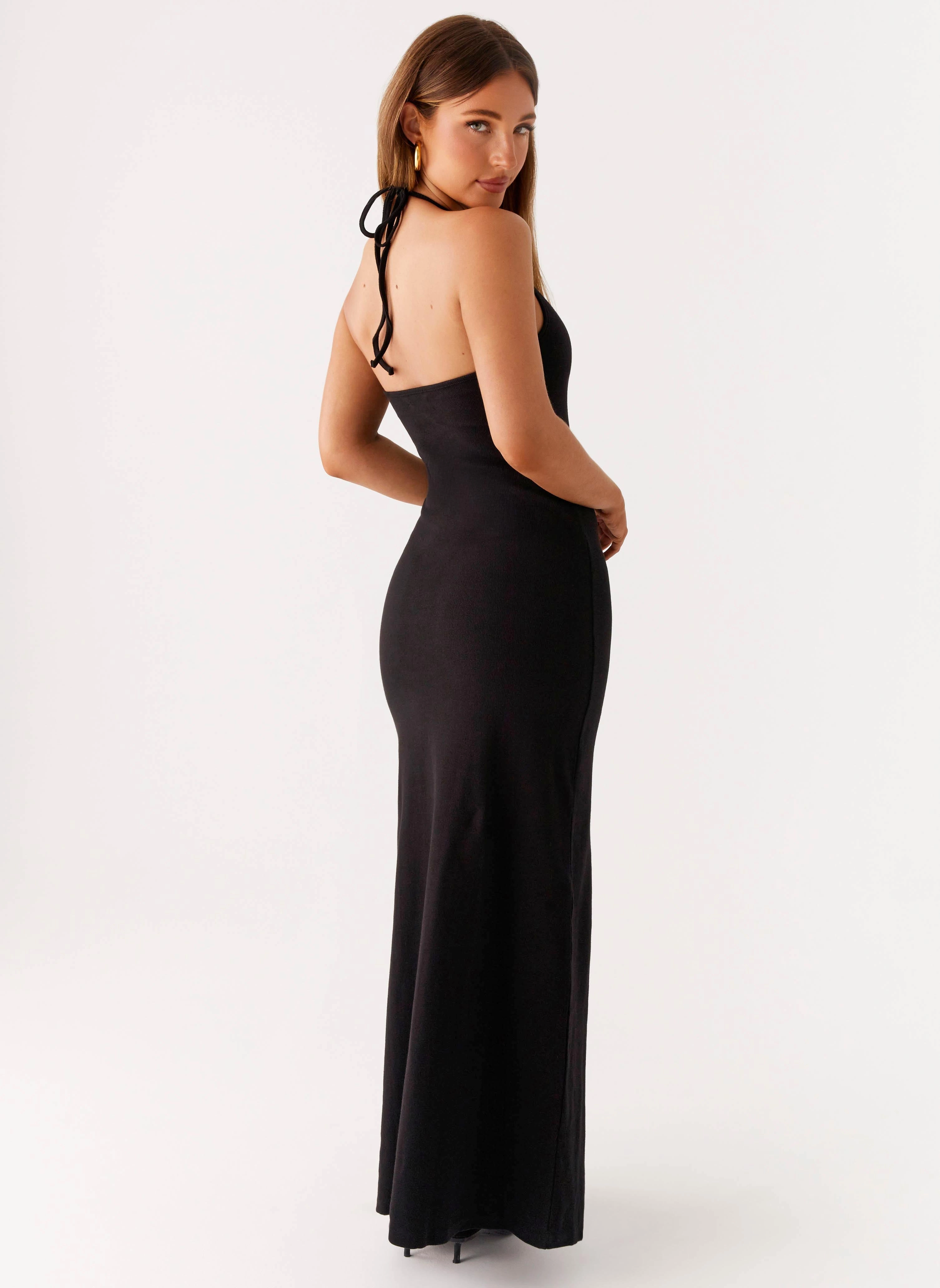 Elegant evening wear Yaselle Button Front Maxi Dress - Black