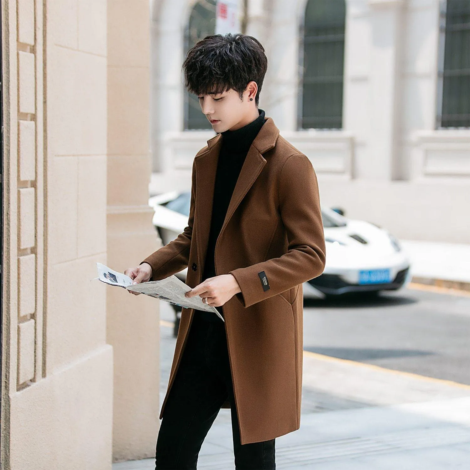 YASUG Casual Solid Color Men's Coat