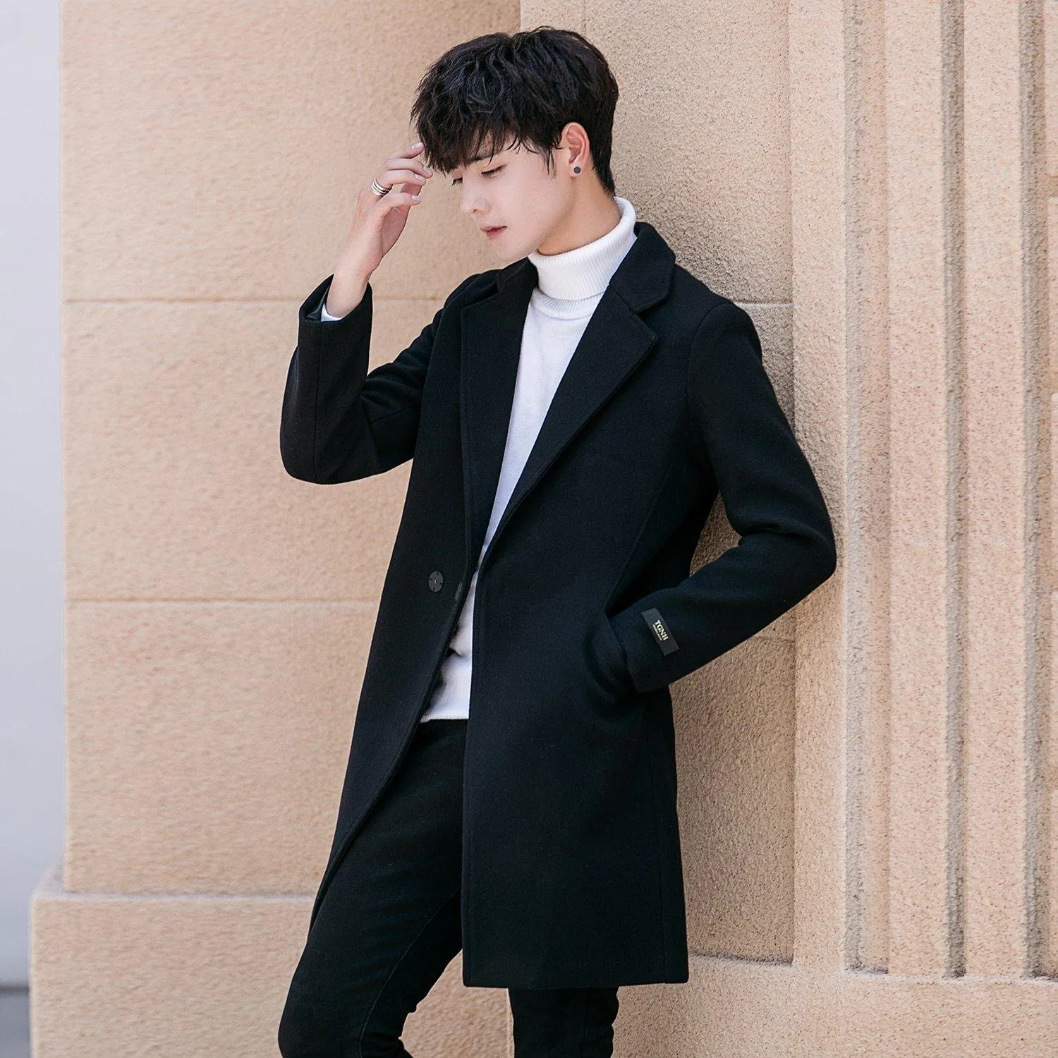 YASUG Casual Solid Color Men's Coat