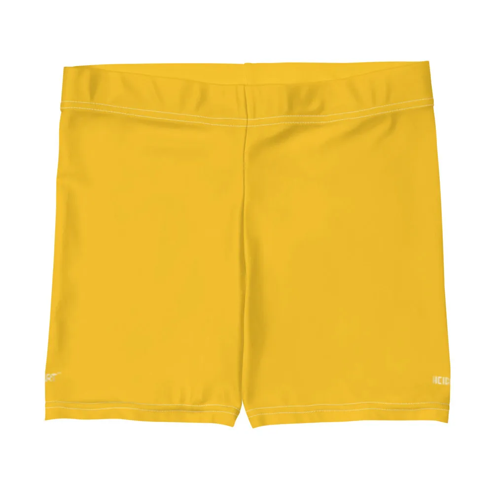 Yellow Solid Color Women's Shorts, Lemon Bright Yellow Premium Elastic Tights-Made in USA/EU