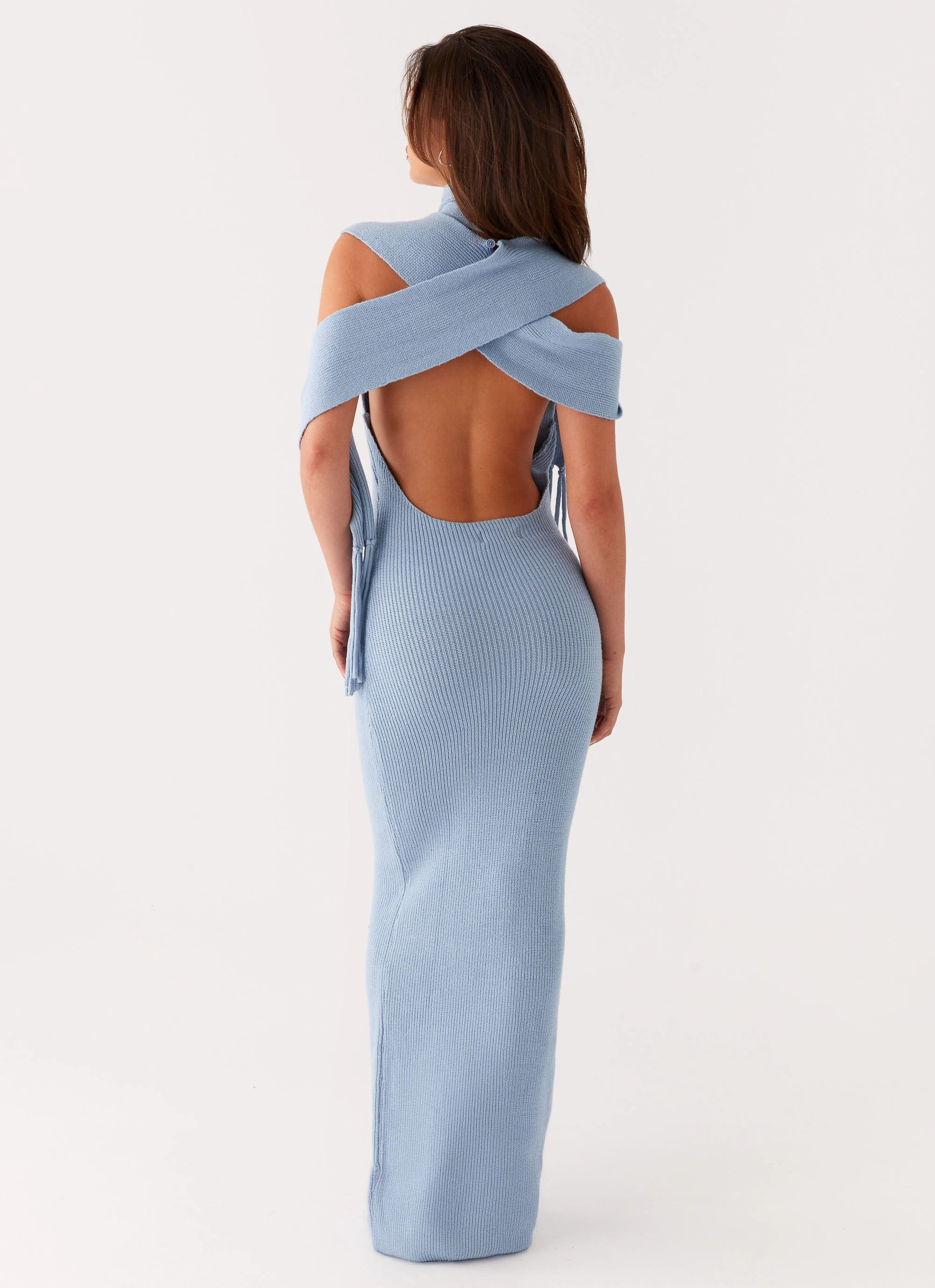 Raine Knit Maxi Dress - Blue Flow Line Soft Curve