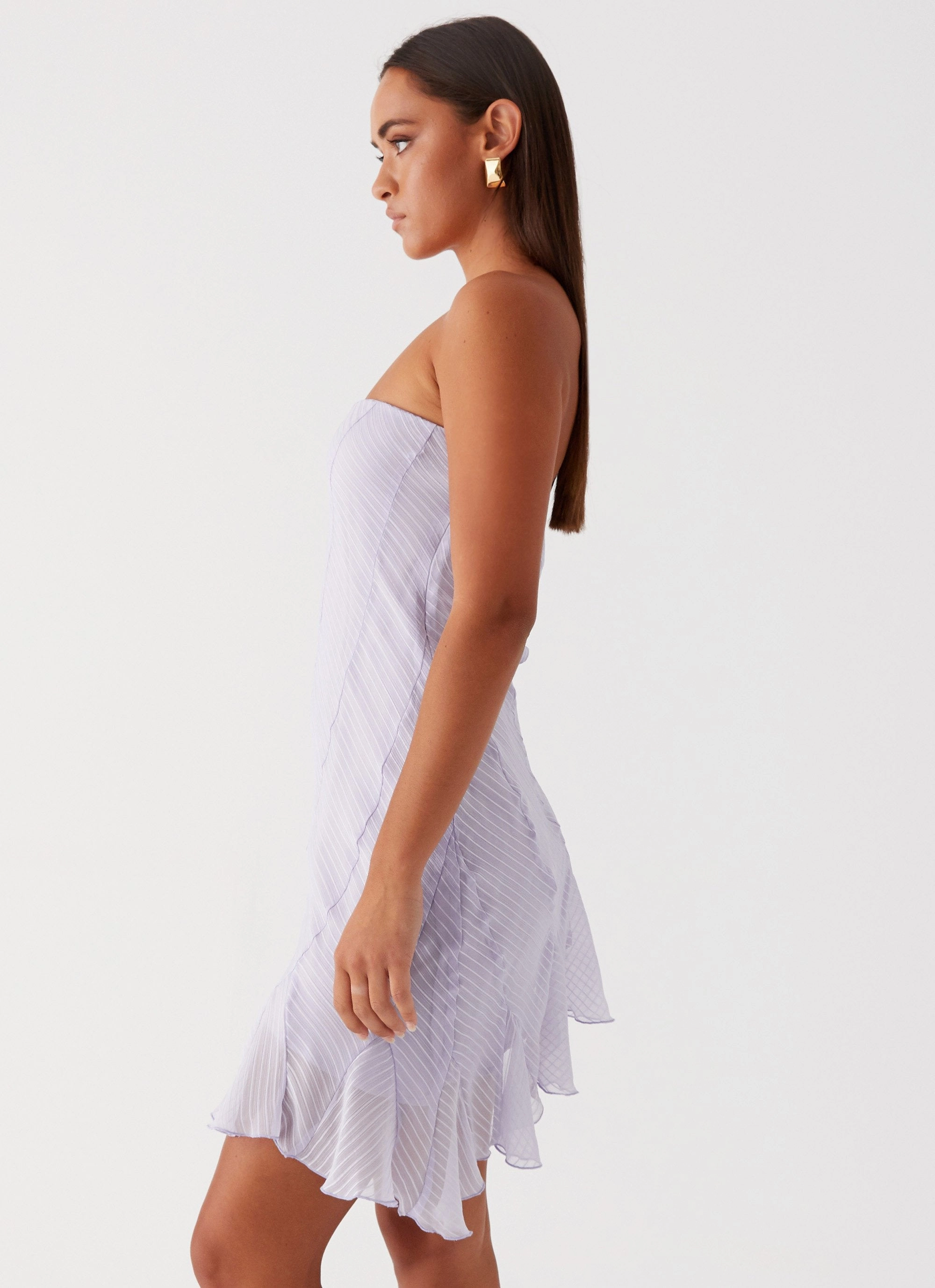 Cocktail Ready Texture Softness Yolanda Mini Dress - Lavender