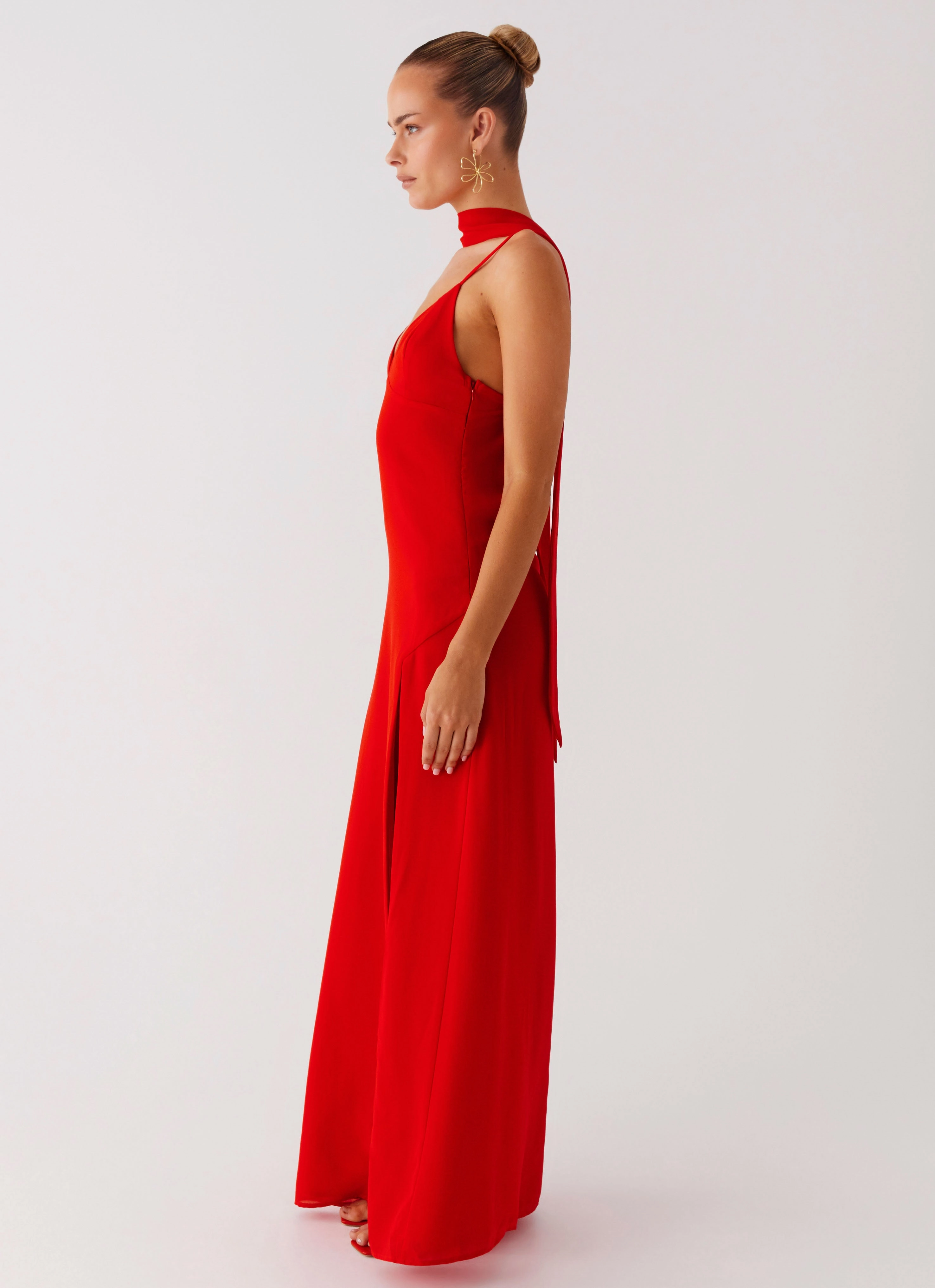 Yorke Scarf Maxi Dress - Raspberry Red Natural Wrap