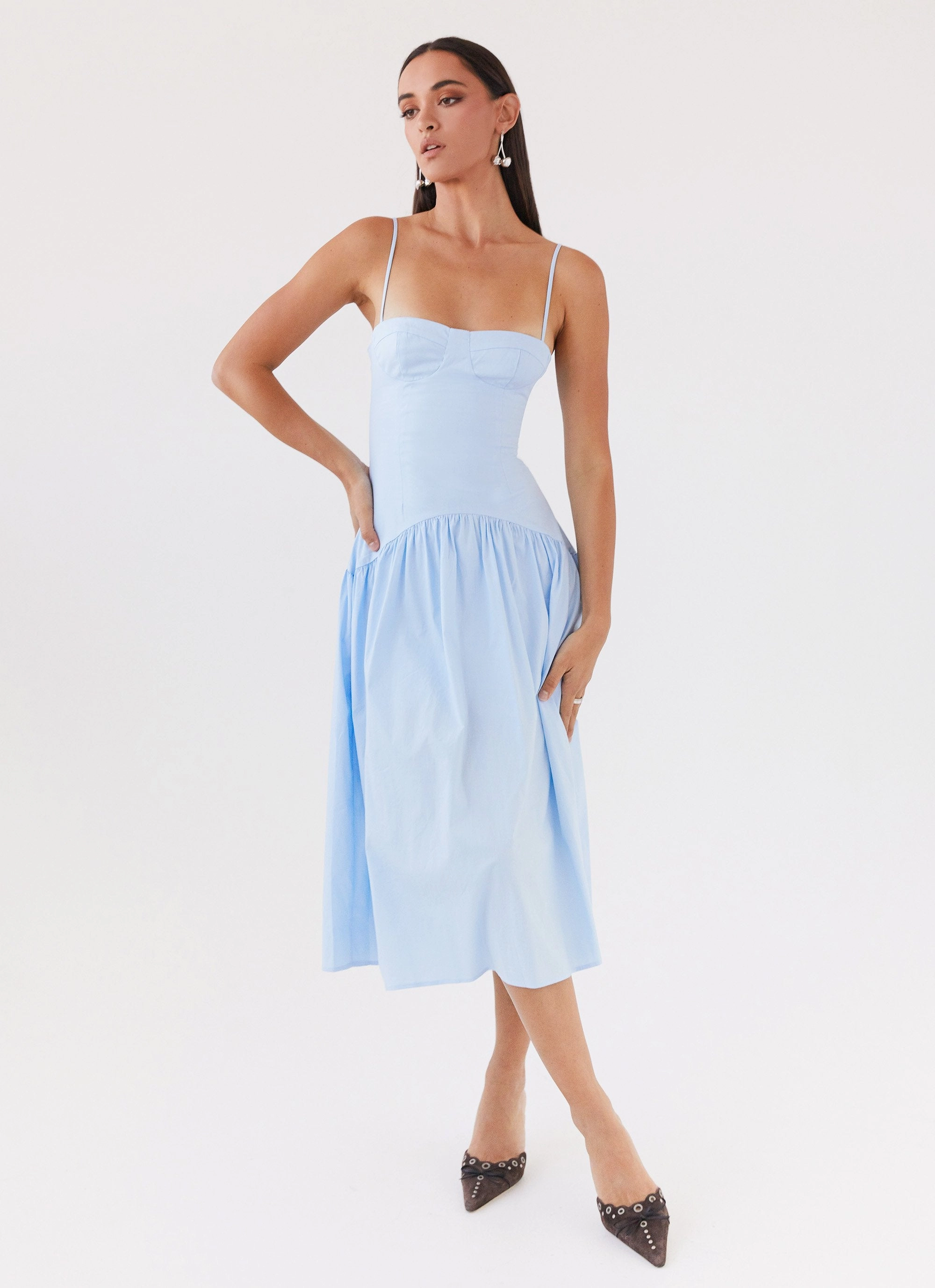 Smart Fit Yvette Corset Midi Dress - Blue
