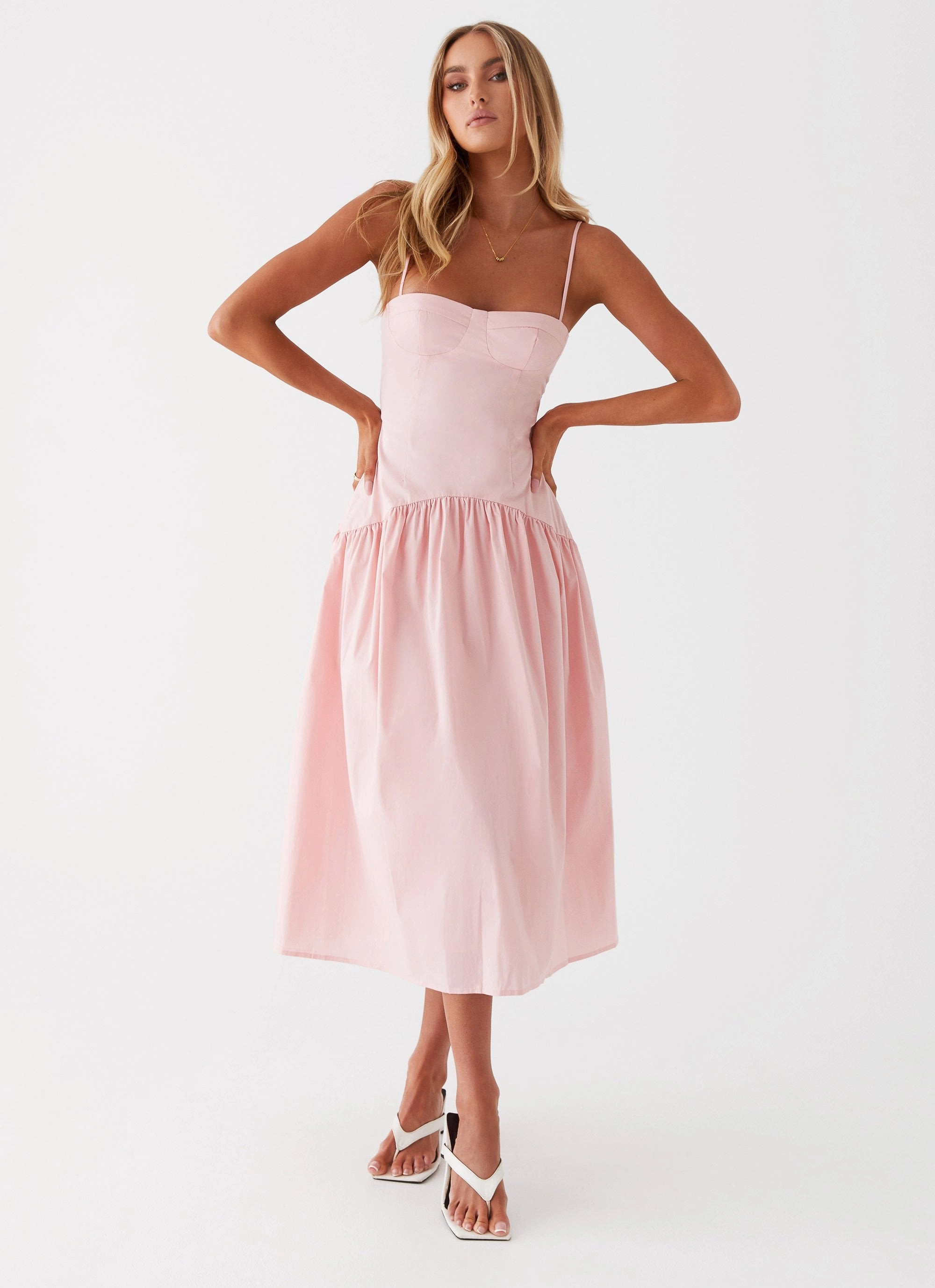 Yvette Corset Midi Dress - Pink DurableStitching Wrap Glow