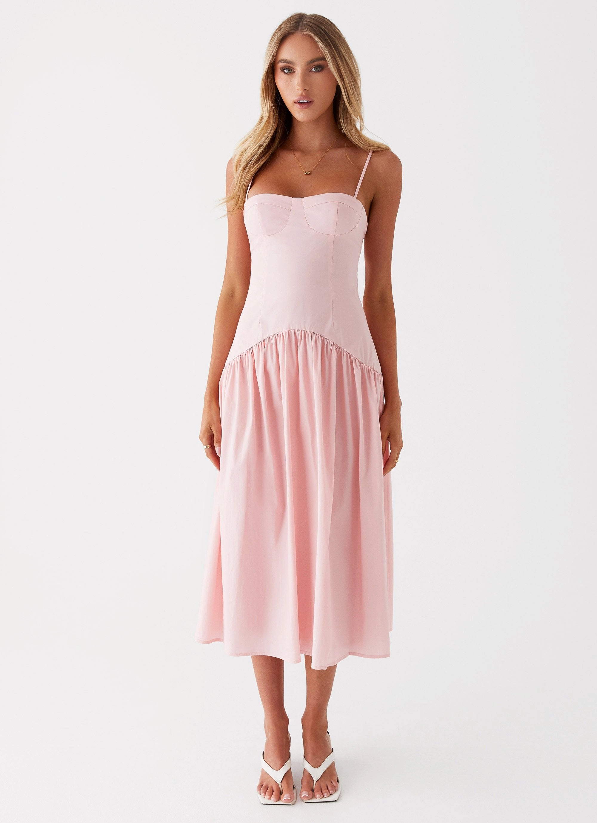 Yvette Corset Midi Dress - Pink Fashion Look Calm Aesthetic